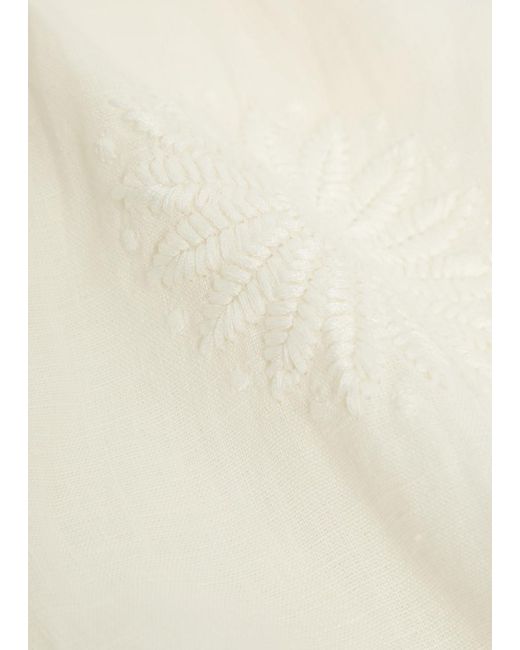 Wax London White Didcot Floral-Embroidered Linen Shirt for men
