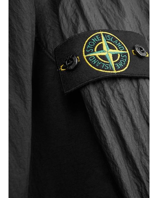 Stone Island Black Logo Crinkled Nylon Jacket for men