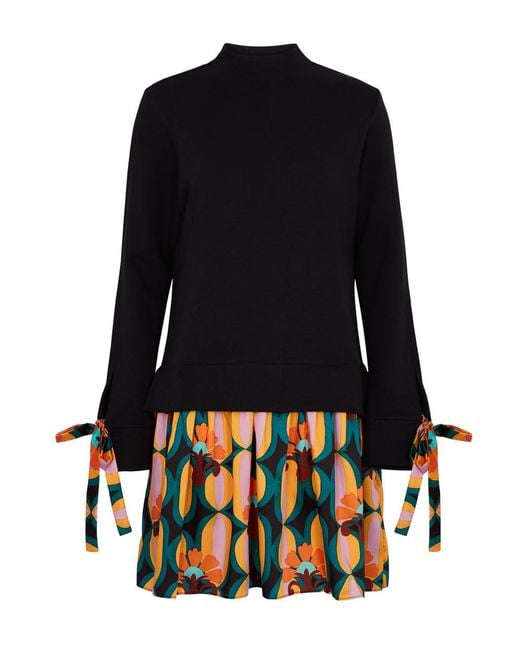 La DoubleJ Sporty Panelled Satin And Jersey Jumper Dress in Black Lyst