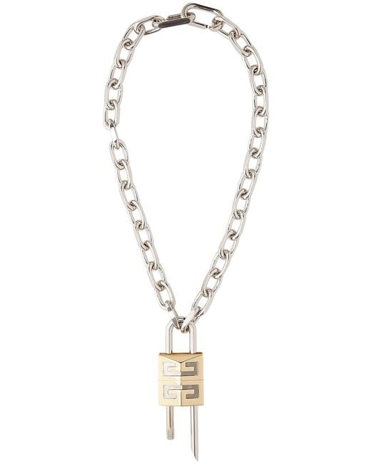 Givenchy White Lock-Tone Chain Necklace