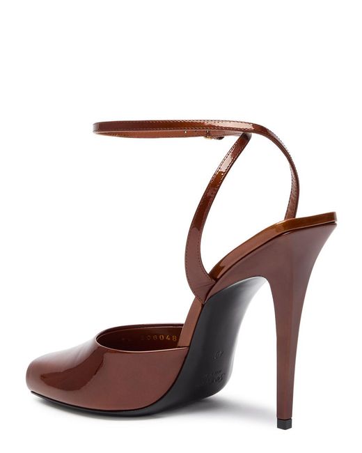Saint Laurent White La Scandale 110 Patent Leather Sandals