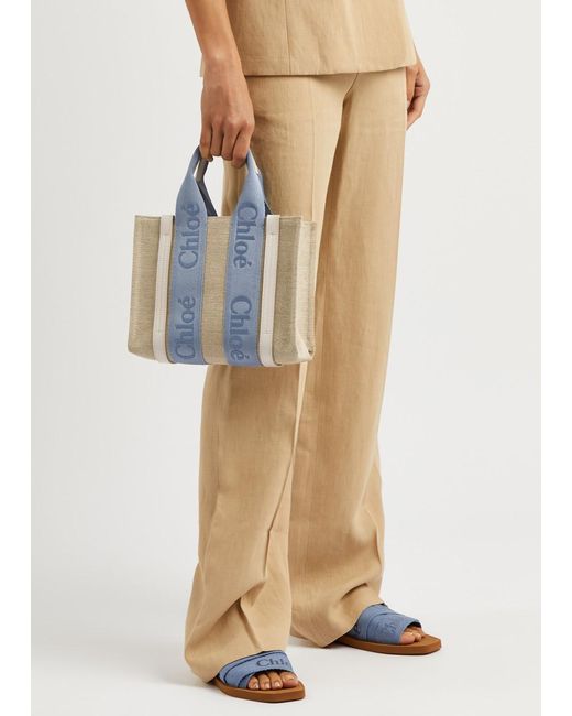 Chloé Blue Woody Small Canvas Tote