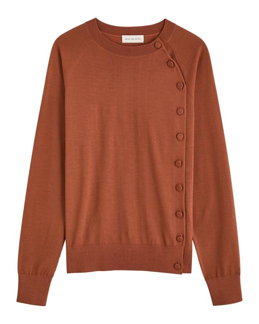 Dries Van Noten Brown Torea Wool Cardigan