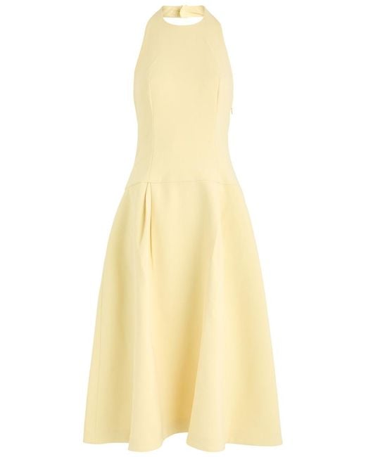 Odd Muse Yellow Halterneck Crepe Midi Dress