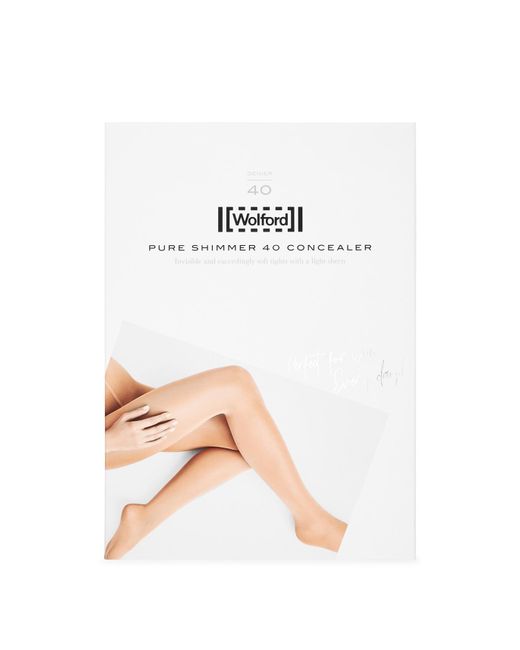 Wolford White Pure Shimmer Conceal 40 Denier Tights