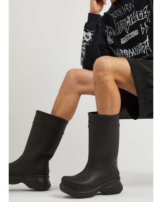 Balenciaga Black X Crocs Rubber Boots for men