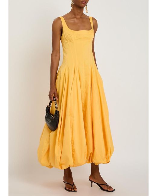 Jonathan Simkhai Yellow Hally Cotton-Blend Poplin Midi Dress
