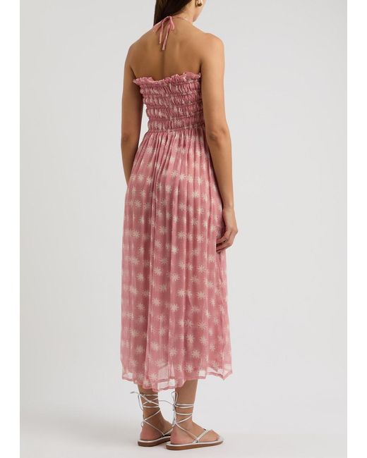 Cloe Cassandro Pink Billie Printed Silk-Georgette Midi Dress