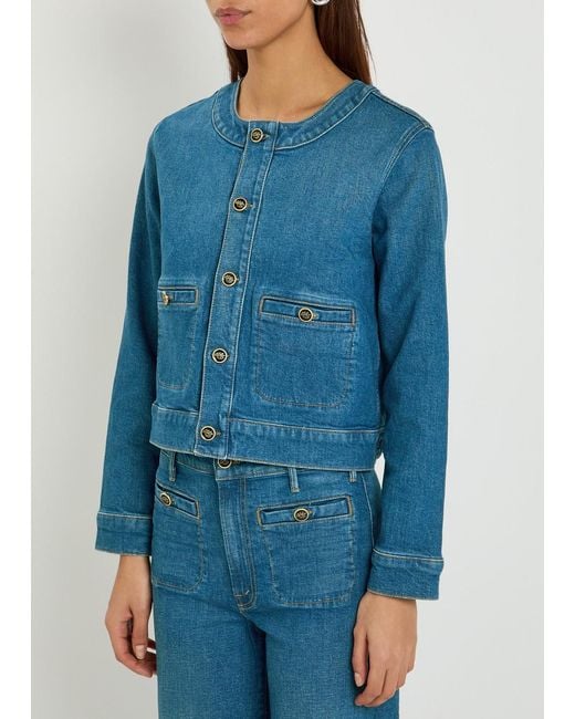 Mother Blue The Stashed Picky Stretch-Denim Jacket