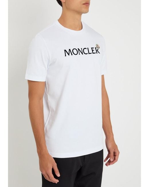 Moncler White Logo Badge Cotton T-Shirt for men