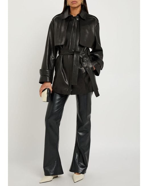 Nour Hammour Black Priya Belted Leather Jacket