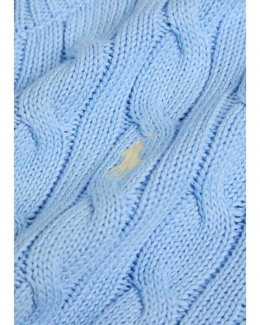 Polo Ralph Lauren Blue Logo-Embroidered Cable-Knit Cotton Jumper