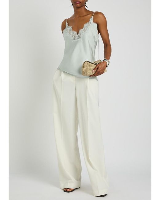 Rohe Blue Lace-Trim Silk Camisole Top