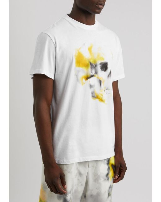 Alexander McQueen White Obscured Printed Cotton T-Shirt for men