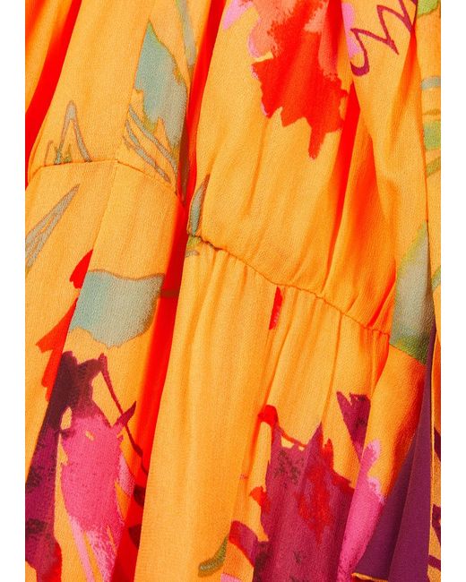 Diane von Furstenberg Orange Bleuet Floral-Print Chiffon Maxi Dress