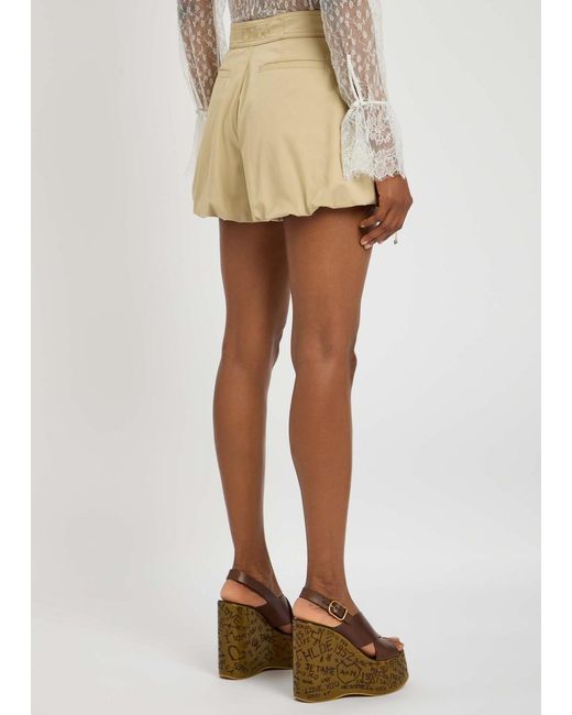 Chloé Natural Pleated Cotton-Poplin Shorts