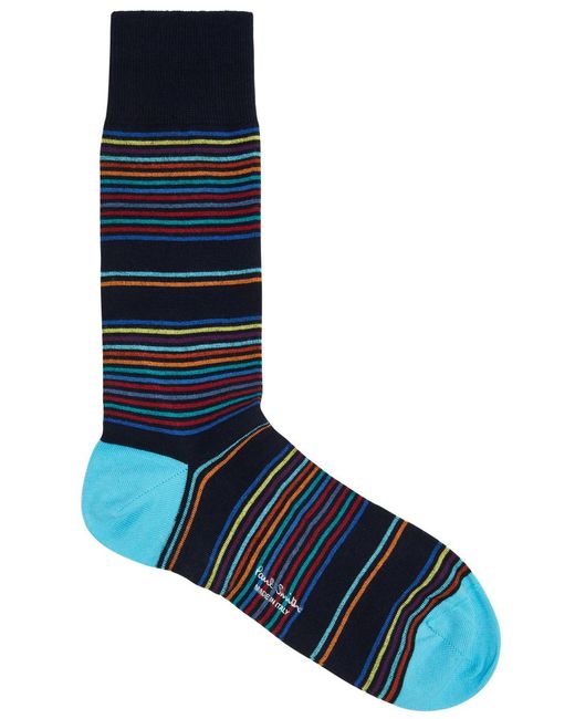 Paul Smith Blue Elton Striped Stretch-cotton Socks for men