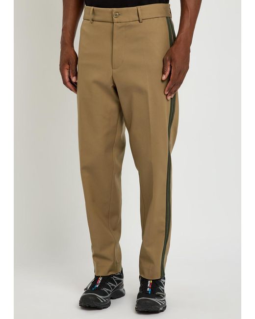 Moncler Natural Logo-Appliquéd Cotton-Blend Chinos for men