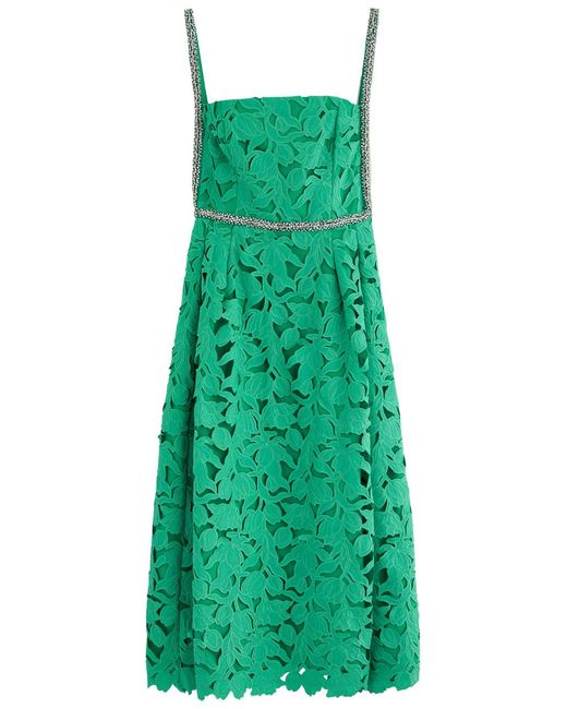 Rebecca Vallance Green Eden Floral Cut-Out Midi Dress