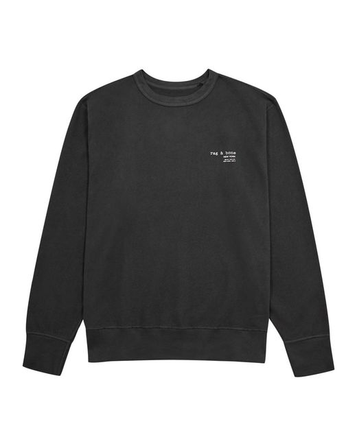 Rag & Bone Black Damon Logo Cotton Sweatshirt for men