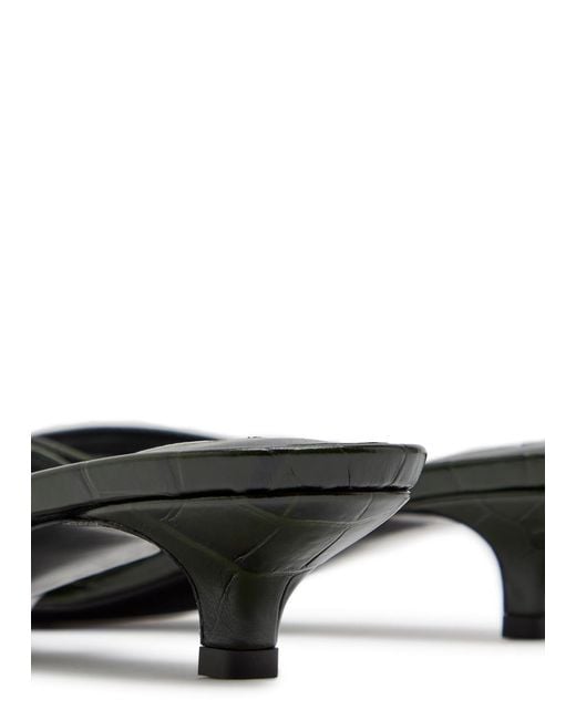 Totême  Black 40 Crocodile-Embossed Leather Sandals