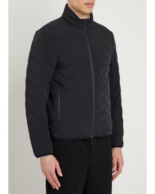 Emporio Armani Black Water-Repellent Padded Stretch-Nylon Jacket for men