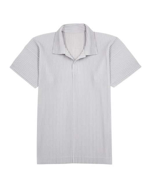 Homme Plissé Issey Miyake Gray Pleated Jersey Polo Shirt for men