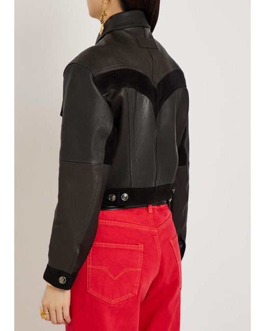 Versace Black Panelled Leather Jacket