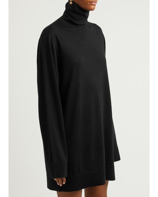 Helmut Lang Black Roll-Neck Wool-Blend Jumper Dress