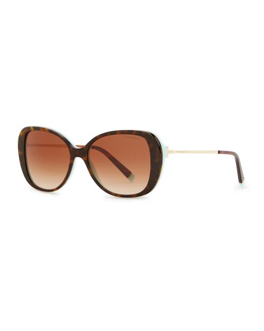 Tiffany & Co Brown Tortoiseshell Oval-frame Sunglasses