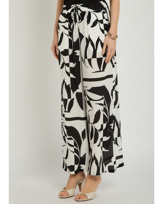 Max Mara Women's White Voto Printed Wide-Leg Silk Pants