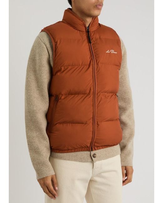 Les Deux Orange Newport Quilted Matte Shell Gilet for men