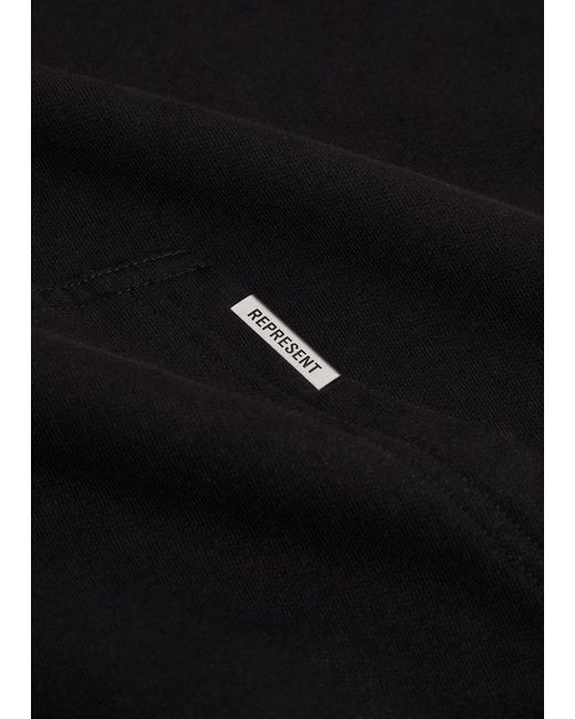 Represent Black Patron Of The Club Logo Hooded Cotton Sweatshirt for men