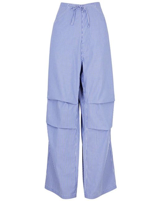 DARKPARK Blue Daisy Striped Wide-leg Cotton Trousers