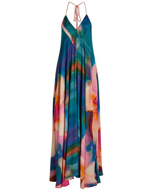 Free People Blue Catalina Printed Woven Maxi Dress