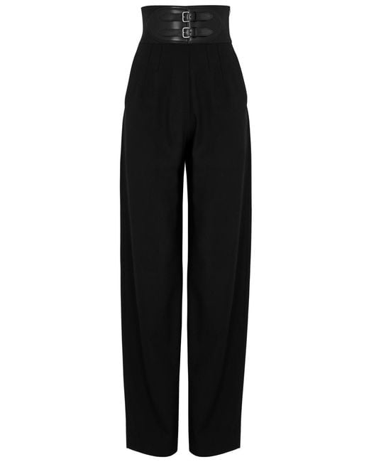 Alaïa Black Belted Stretch-wool Trousers