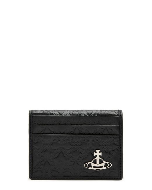 Vivienne Westwood Black Embossed Leather Card Holder for men