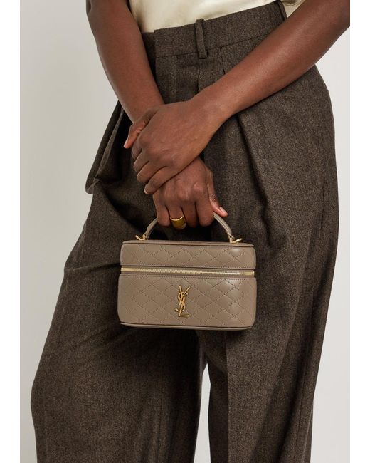 Saint Laurent Brown Gaby Mini Quilted Leather Top Handle Bag