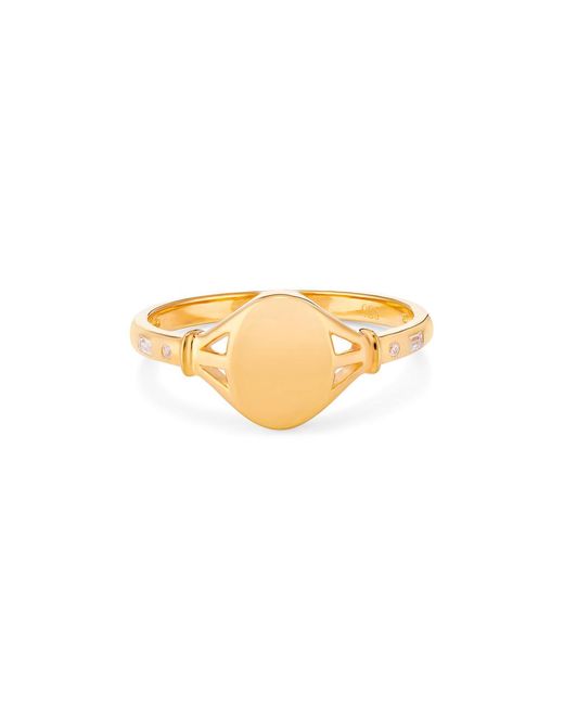 V By Laura Vann White Tilly 18kt -plated Signet Pinky Ring