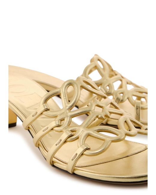 Loewe Natural Petal Anagram 45 Metallic Leather Sandals