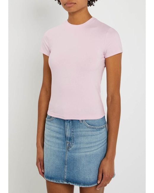 GOOD AMERICAN Pink Super Stretch Baby Stretch-Cotton T-Shirt