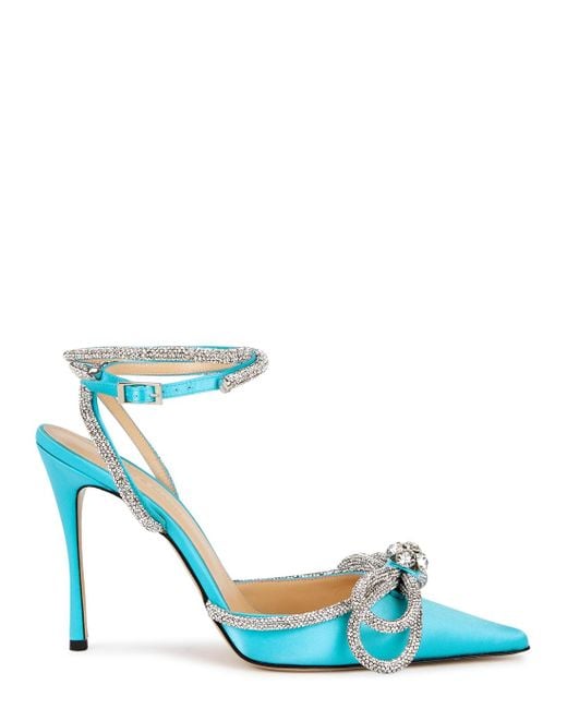 Mach & Mach 110 Turquoise Crystal-embellished Satin Pumps in Blue | Lyst UK