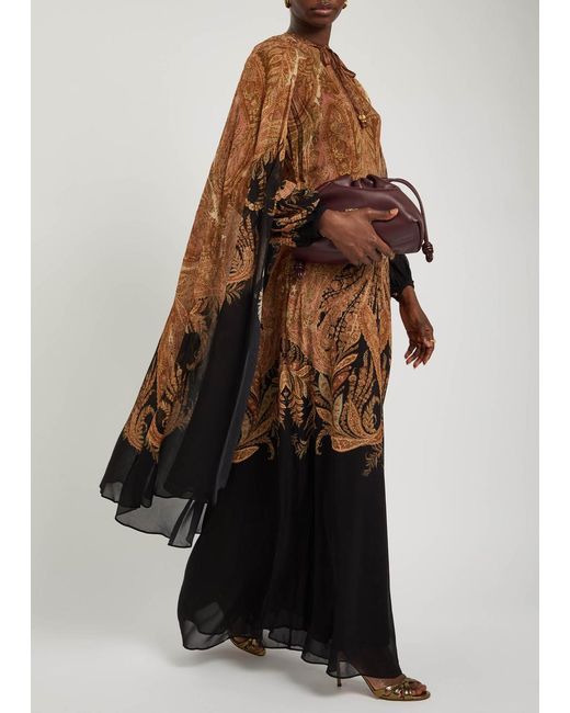 Zimmermann Multicolor Hypnotic Cape-Effect Chiffon Maxi Dress