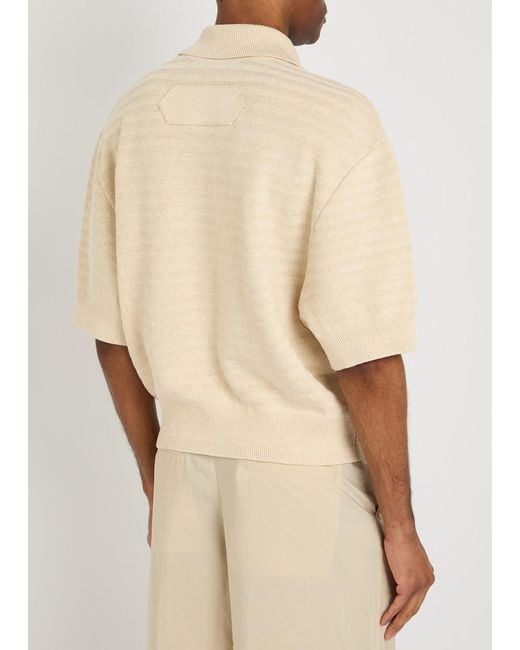 Jacquemus Natural Le Polo Maille Striped Cotton-Blend Polo Shirt for men