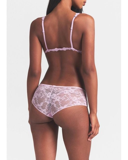 Skims Pink Stretch-Lace Triangle Bralette