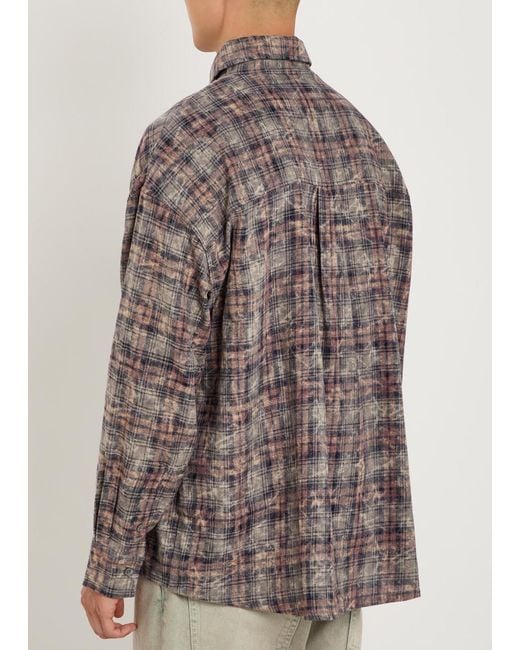 Picante Brown Rocco Checked Cotton Shirt for men