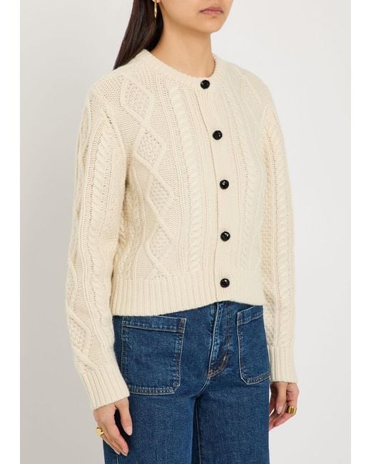 FRAME Natural Cable-Knit Cashmere Cardigan