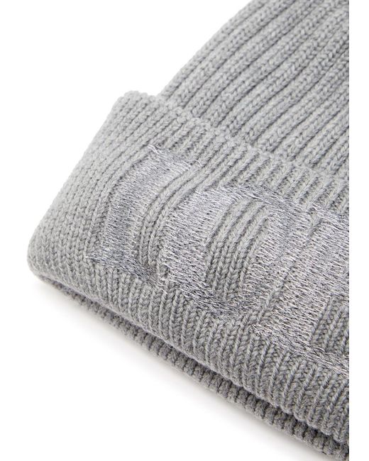 Loewe Gray Logo-Embroidered Wool Beanie for men