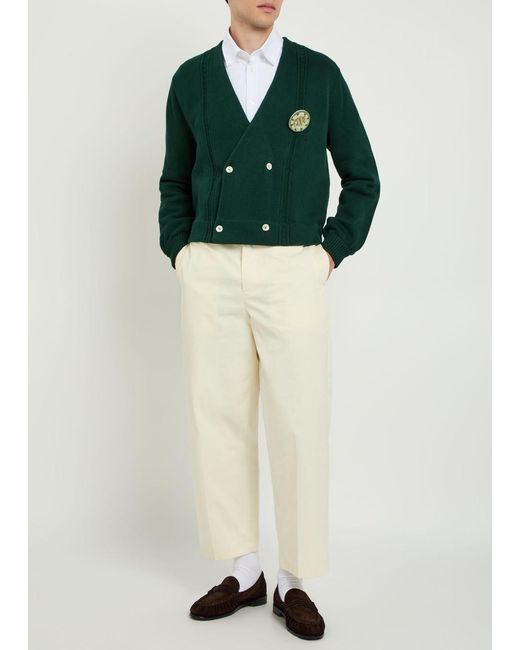 Bode Green Double-Breasted Cotton Cardigan for men