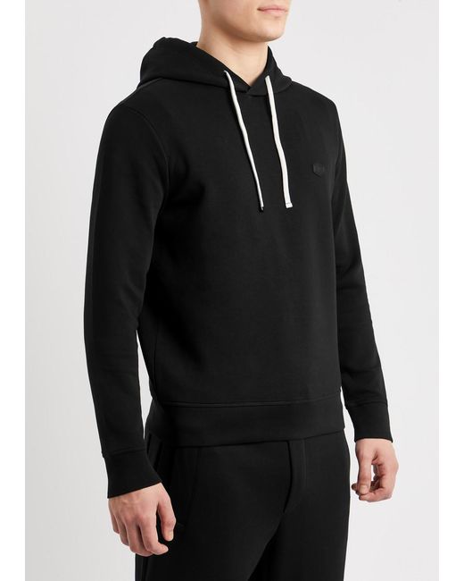Emporio Armani Black Logo Hooded Jersey Sweatshirt for men
